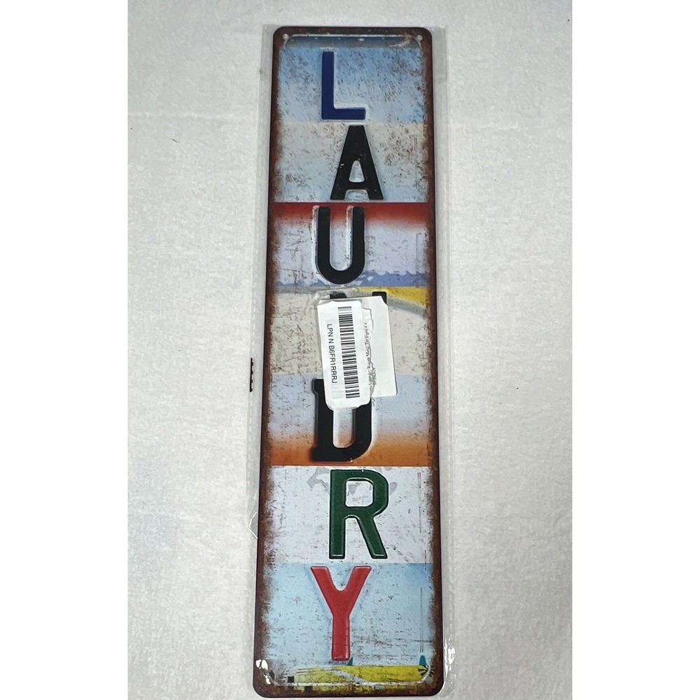 Unbranded Laundry Metal Sign Home Decor 4x16 Multicolor Good Distressed Rustic